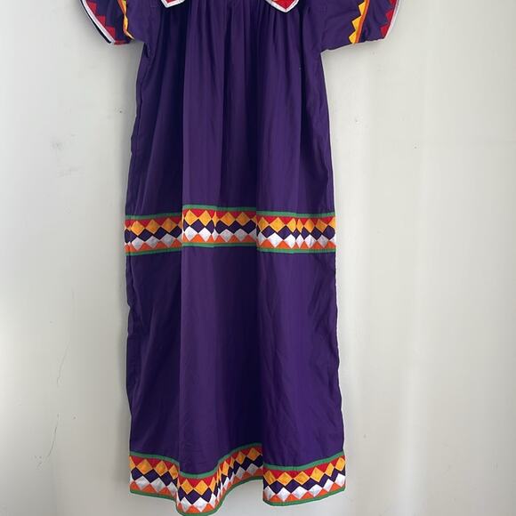 Vintage  handmade quilt pieced short sleeve maxi kaftan muumuu dress - Picture 2 of 9